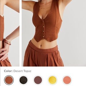 Free People Roxanne Set vest in desert topaz, size L.